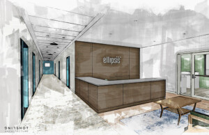 Interior lobby rendering at Ellipsis south